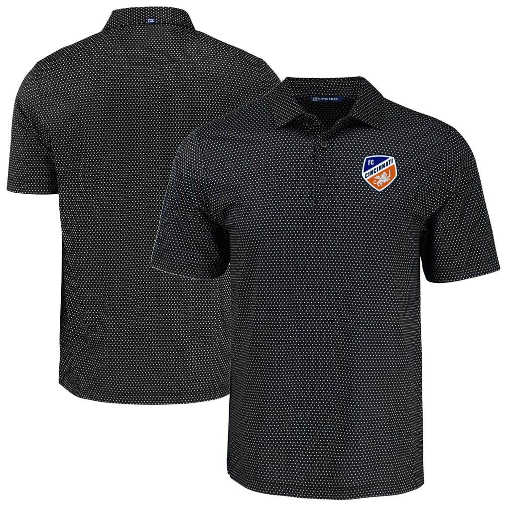  FC Cincinnati Cutter & Buck Pike Eco Shadow Check Print Recycled Polo - Black